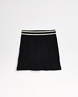 Girls Black Cable Knitted Skirt