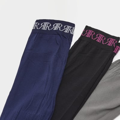 Girls Black Cable tights 3 pack