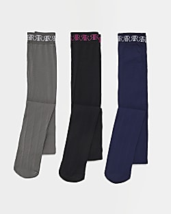 Girls Black Cable tights 3 pack