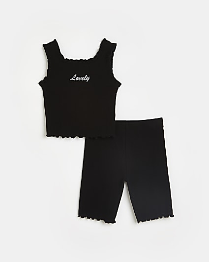Girls black cami and shorts outfit