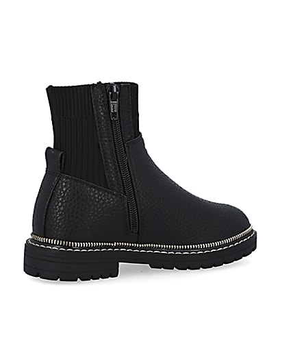 360 degree animation of product Girls black chunky ankle Boots frame-13