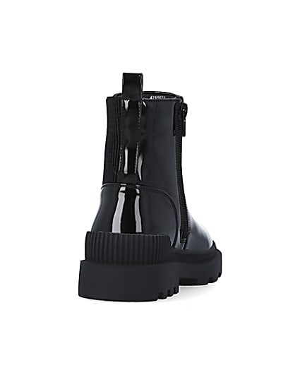 360 degree animation of product Girls Black Cleated patent Chelsea Boots frame-10