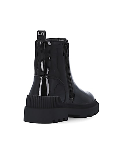360 degree animation of product Girls Black Cleated patent Chelsea Boots frame-11
