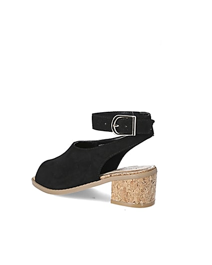 360 degree animation of product Girls black cork heel sandal frame-5