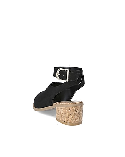 360 degree animation of product Girls black cork heel sandal frame-7