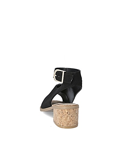 360 degree animation of product Girls black cork heel sandal frame-8
