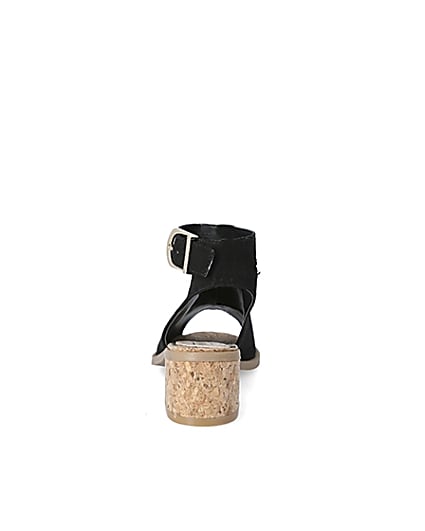 360 degree animation of product Girls black cork heel sandal frame-9