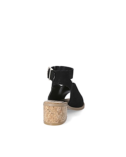 360 degree animation of product Girls black cork heel sandal frame-10