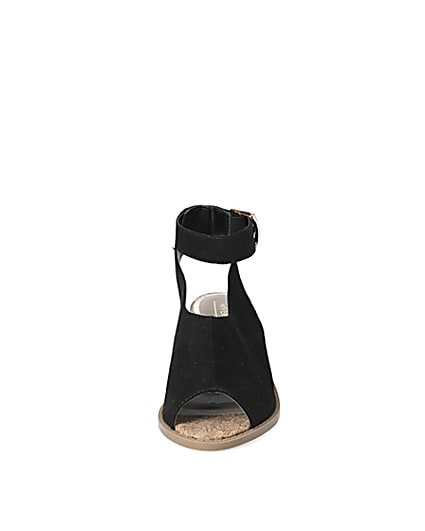 360 degree animation of product Girls black cork heel sandal frame-21