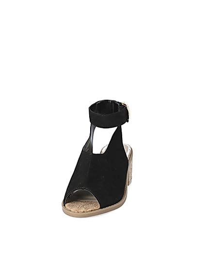 360 degree animation of product Girls black cork heel sandal frame-22