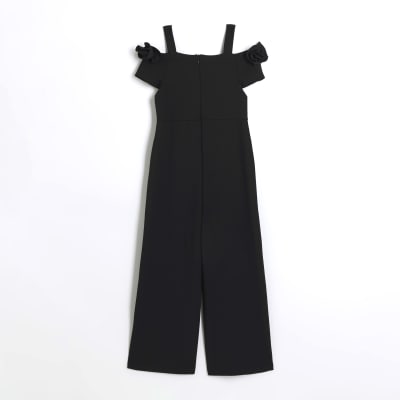 Girls black corsage jumpsuit | River Island