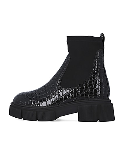 360 degree animation of product Girls Black croc Chunky Chelsea boots frame-4