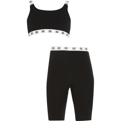 black crop cycling shorts