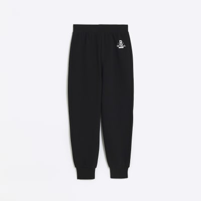 Girls black cuffed joggers