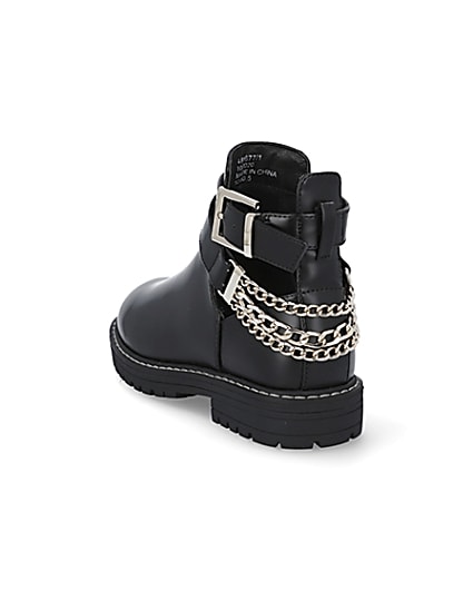 360 degree animation of product Girls black cutout chain clumpy boots frame-7