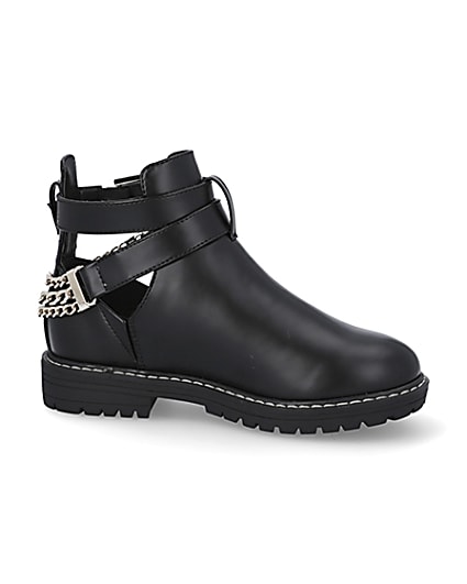 360 degree animation of product Girls black cutout chain clumpy boots frame-16