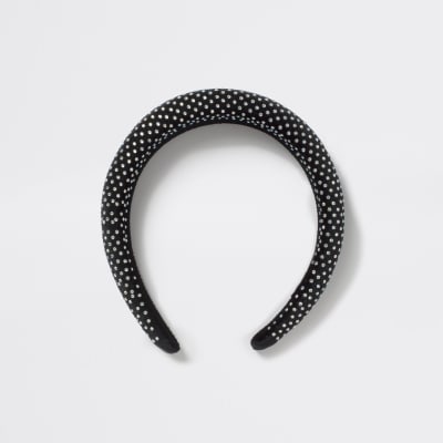 Girls black diamante headband River Island