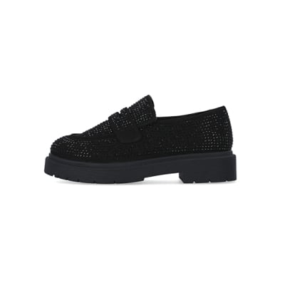 Black glitter hot sale loafers womens