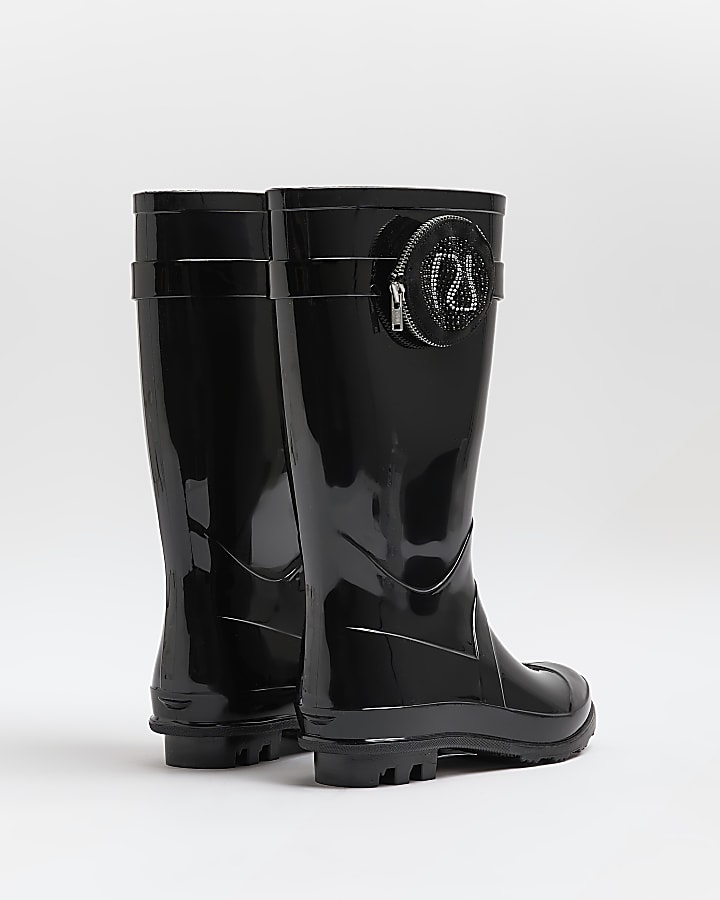 Girls Black embellished pouch Wellie boots