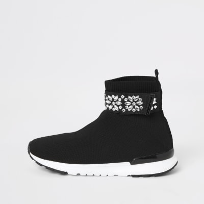 black sock trainer boots