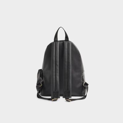 Girls black embossed monogram backpack River Island