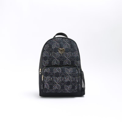 River Island Monogram Backpack in Brown