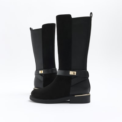 River island black on sale knee high boots