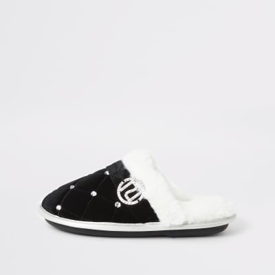 river island grey slippers