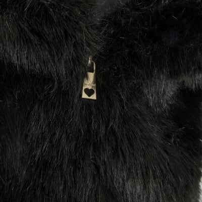 Girls black faux fur gilet deals