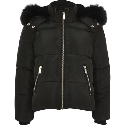 girls black hooded jacket