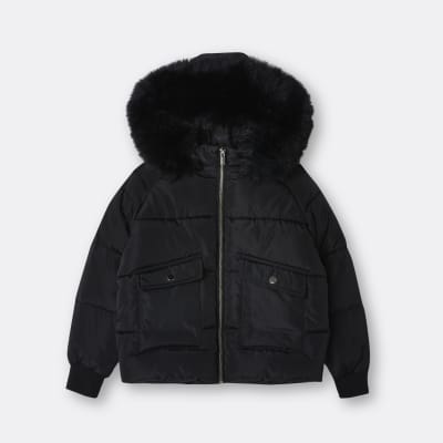 girls black hooded jacket