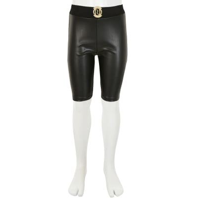 black leather cycling shorts