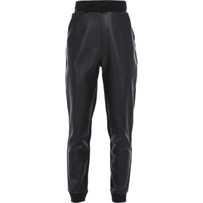 black faux joggers