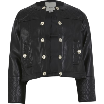 girls black leather jacket