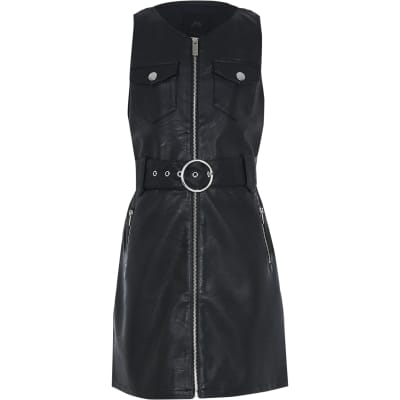 leather pinny dress