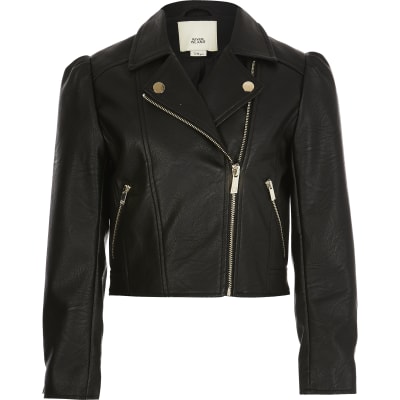 river island girls black coat