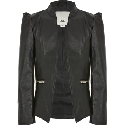 river island girls black coat