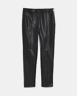 Girls Black Faux Leather Skinny Trousers