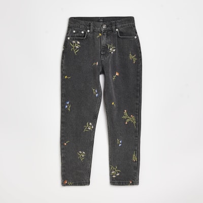 black floral jeans