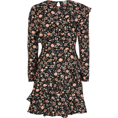 long sleeve ditsy floral dress