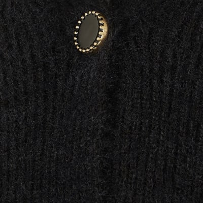 girls black fluffy cardigan