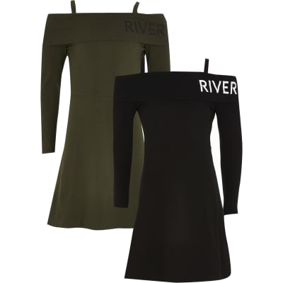 river island girls black dress