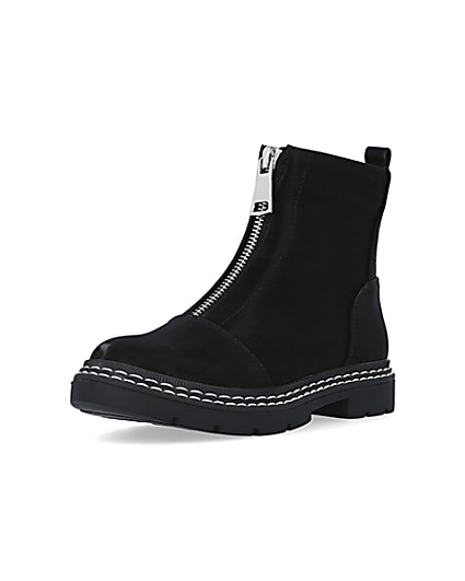 360 degree animation of product Girls Black Front Zip Boots frame-0