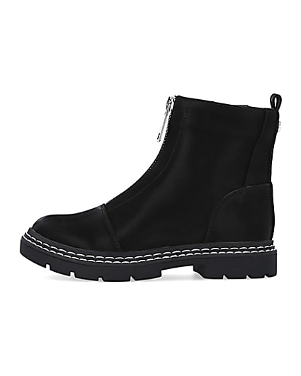 360 degree animation of product Girls Black Front Zip Boots frame-3