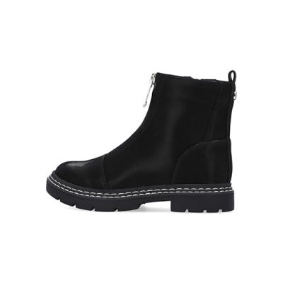 360 degree animation of product Girls Black Front Zip Boots frame-4