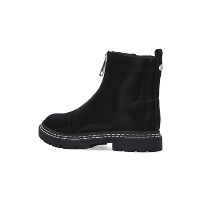 360 degree animation of product Girls Black Front Zip Boots frame-5