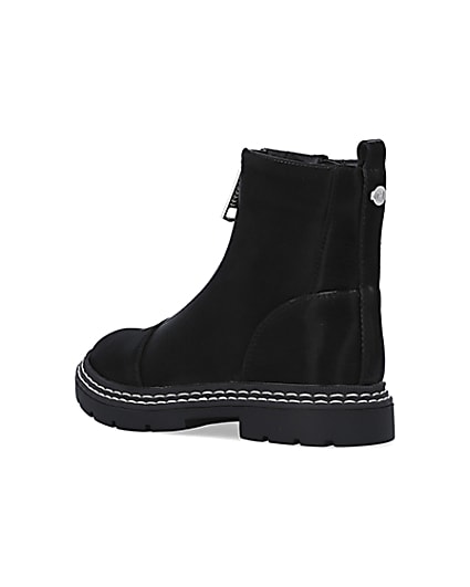 360 degree animation of product Girls Black Front Zip Boots frame-6