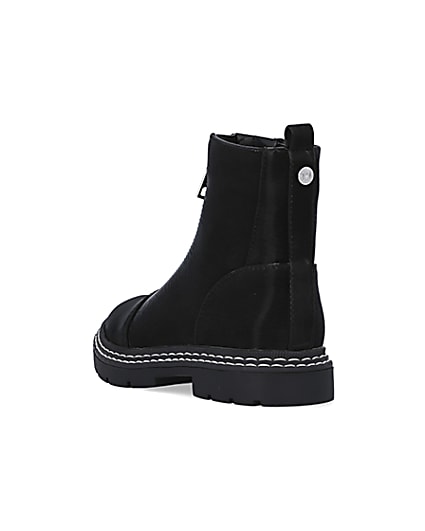 360 degree animation of product Girls Black Front Zip Boots frame-7