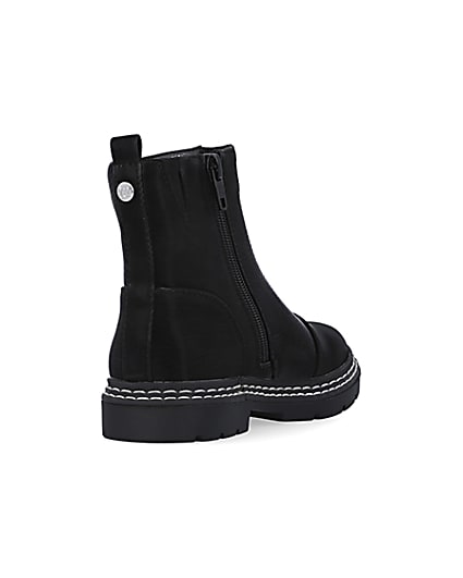 360 degree animation of product Girls Black Front Zip Boots frame-11