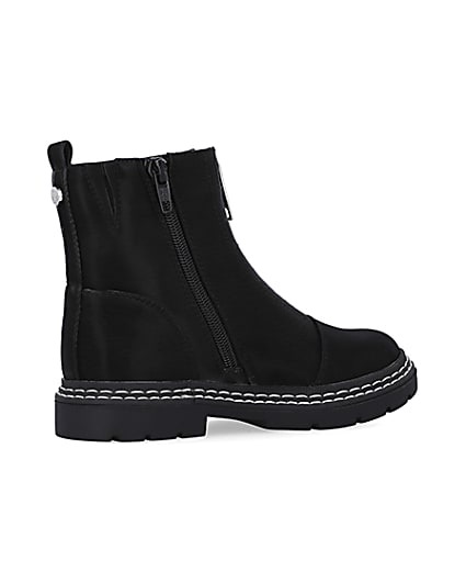 360 degree animation of product Girls Black Front Zip Boots frame-13
